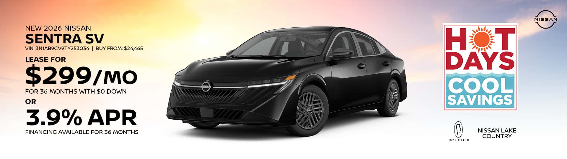 Save on a New 2026 Nissan Sentra SV in Oconomowoc, WI