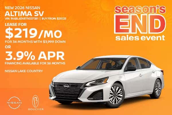 Save on a New 2026 Nissan Altima SV in Oconomowoc, WI!