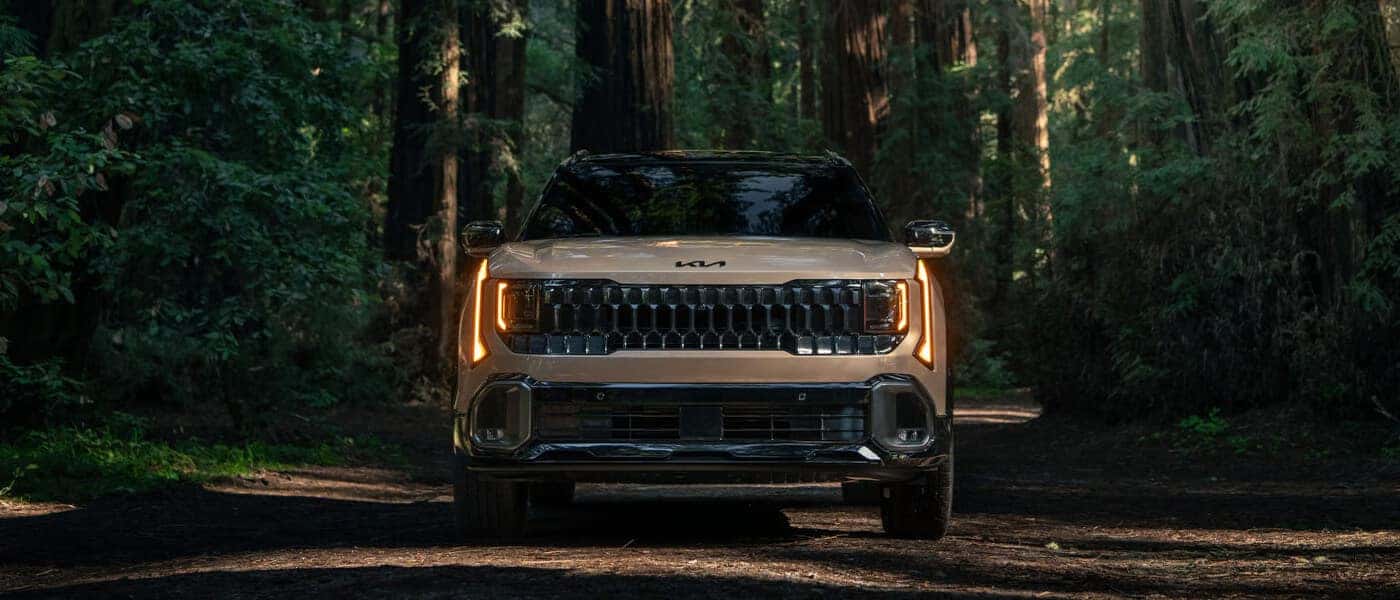 2027 Kia Seltos head on in forest