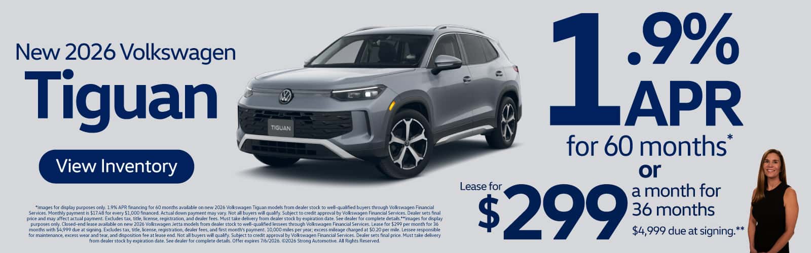 2026 Volkswagen Tiguan 1.9% APR for 60 months or $299 a month for 36 months - View Inventory