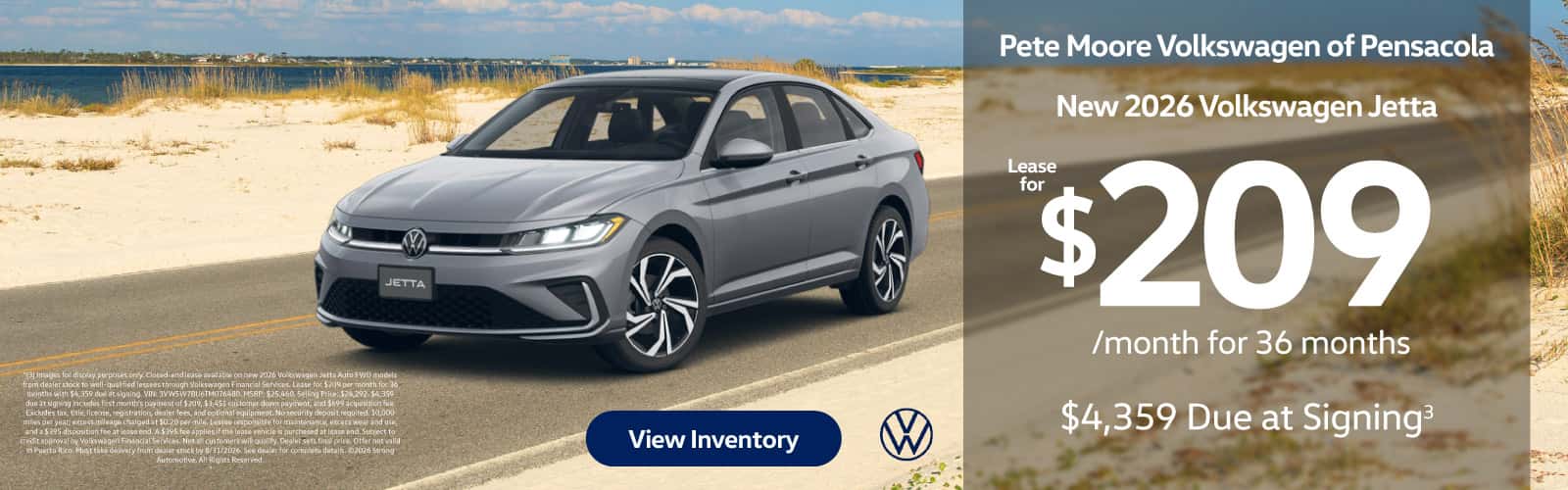 NEW 2026 VOLKSWAGEN JETTA "LEASE FOR $209/MO FOR 36 MONTHS (3) $4,359 Due at Signing "