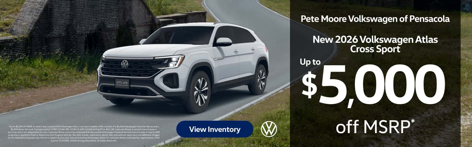 NEW 2026 VOLKSWAGEN ATLAS CROSS SPORT "Up to $5,000 off MSRP* "