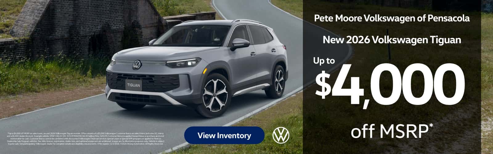 NEW 2026 VOLKSWAGEN TIGUAN "Up to $4,000 off MSRP* "
