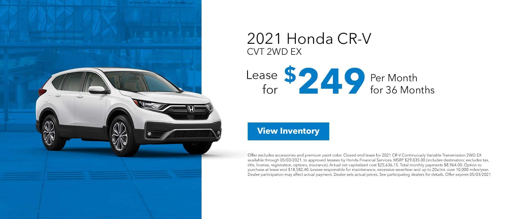 New 2021 Honda CR-V, Lease For $219