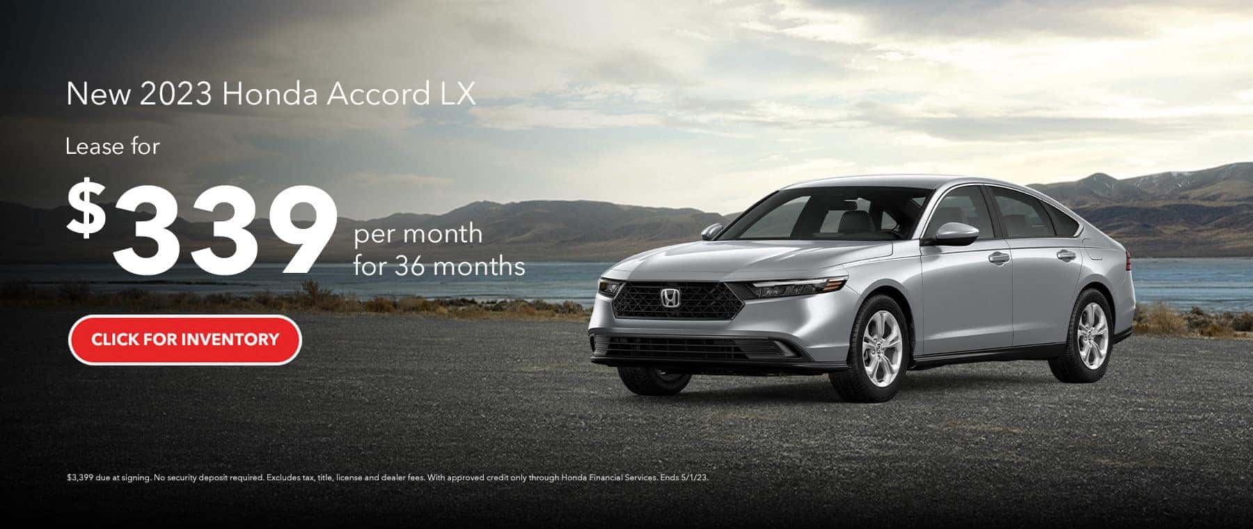 New 2023 Honda Accord LX Lease for $339/mo for 36 mos