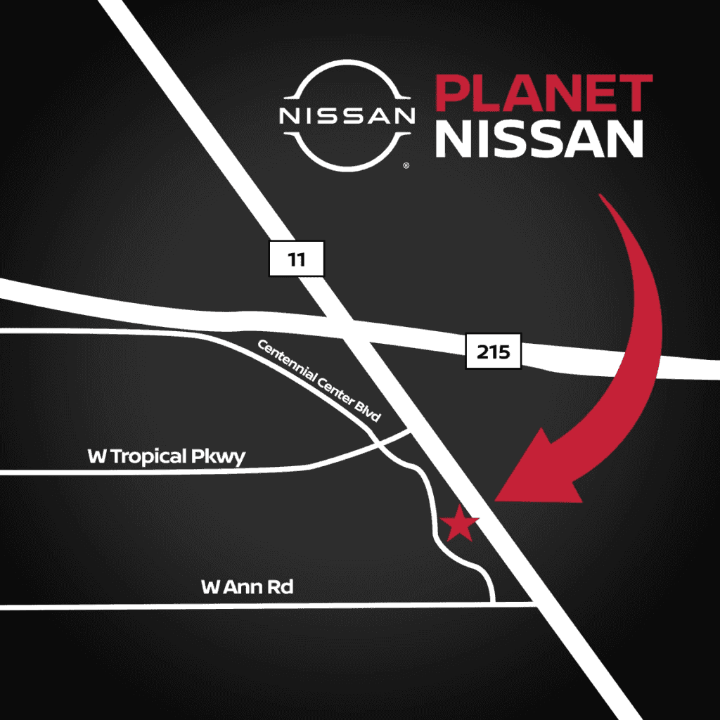 Map showing Planet Nissan near Centennial Center Boulevard, West Tropical Parkway, and West Ann Road in Las Vegas