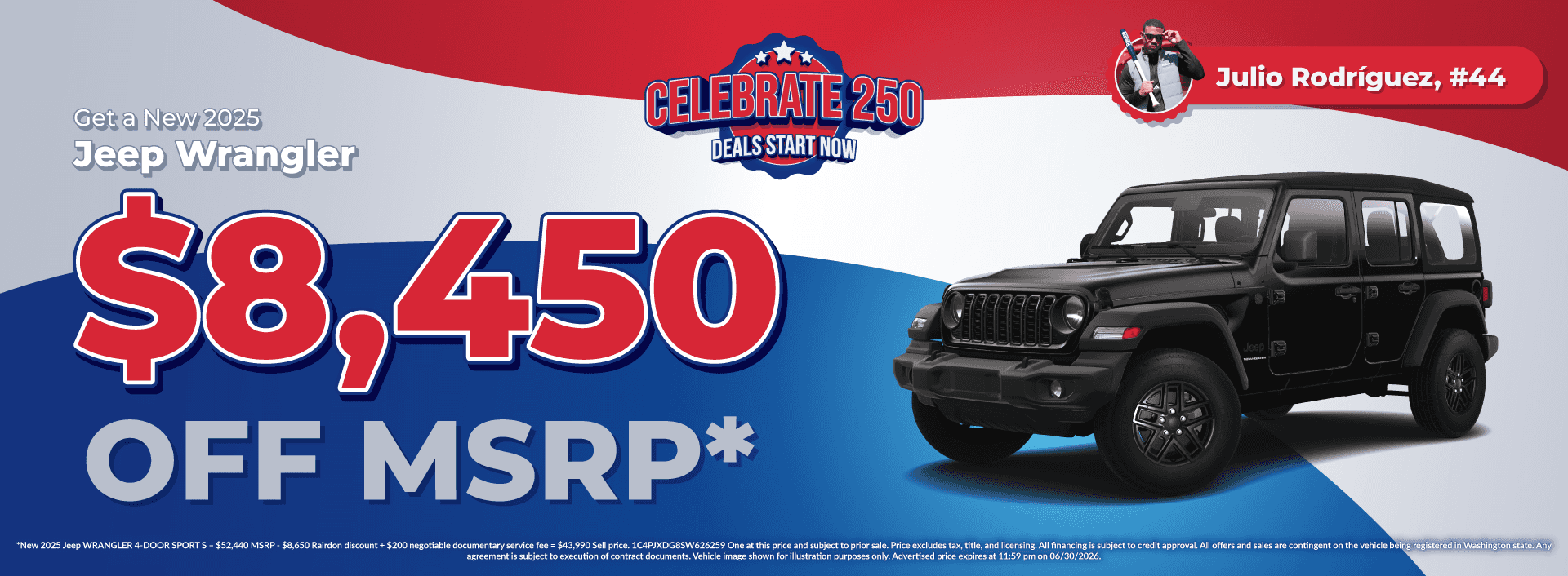 Get $8,450 off MSRP on New 2025 Jeep Wrangler