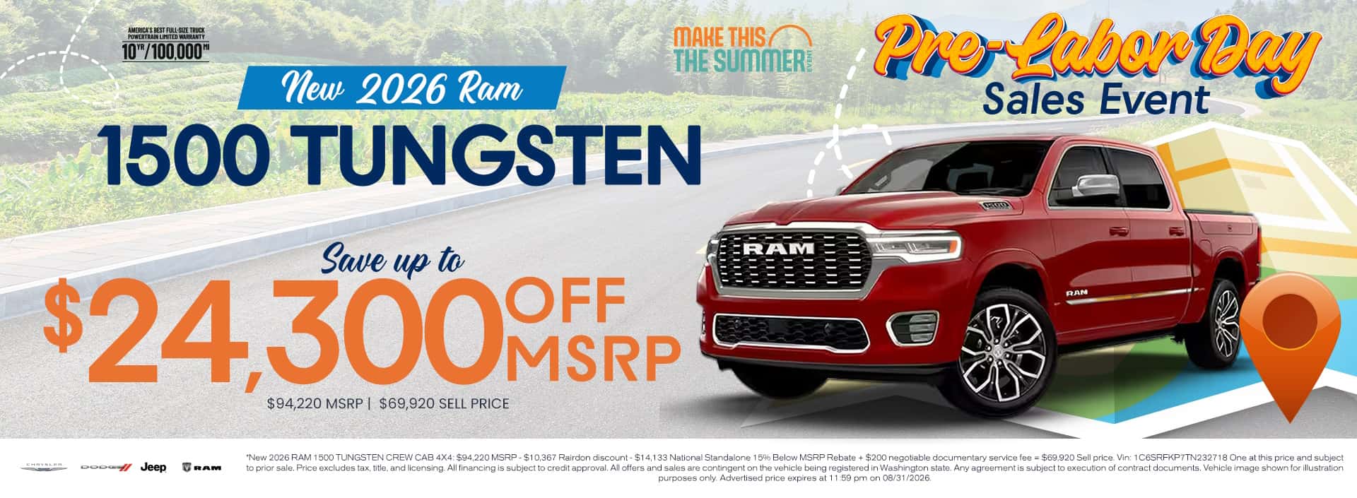 $24,300 off MSRP* on New 2026 RAM 1500 Tungsten