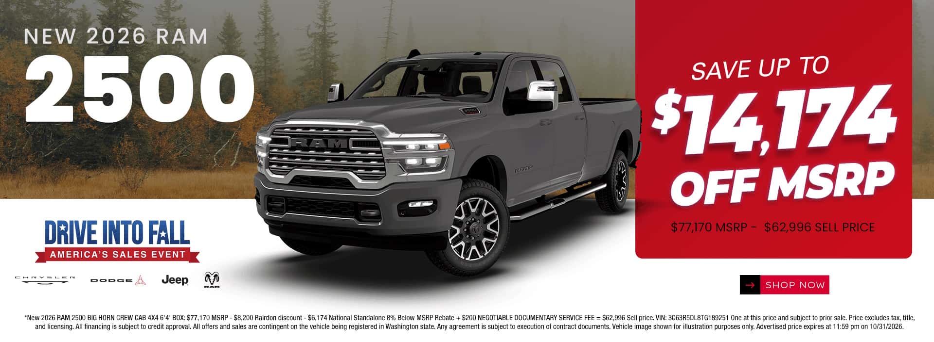 $14,174 off MSRP* on New 2026 RAM 2500