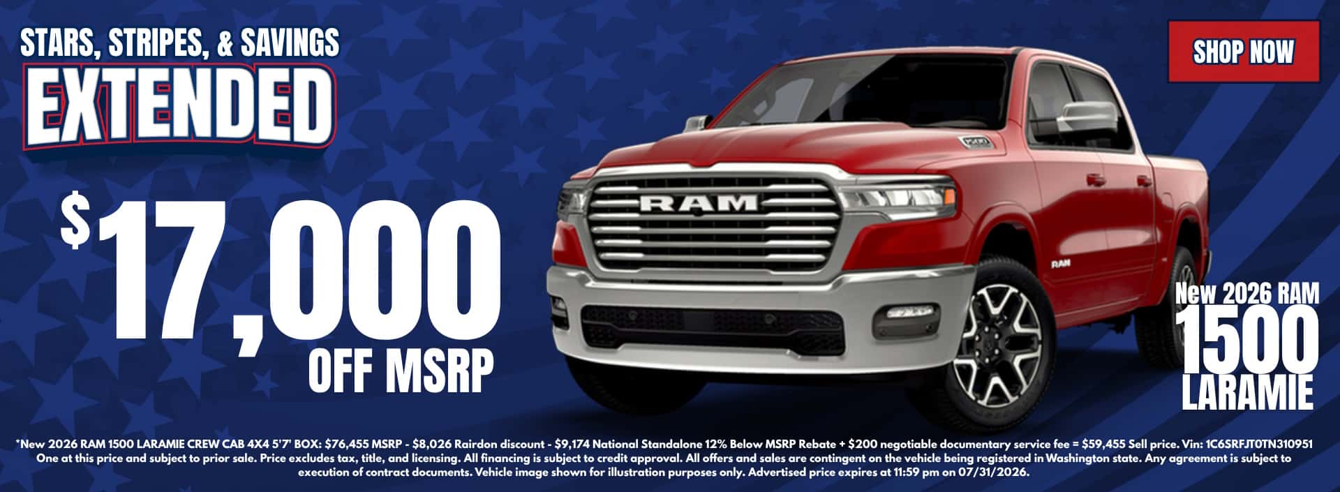 $17,000 off MSRP on New 2026 RAM 1500 Laramie
