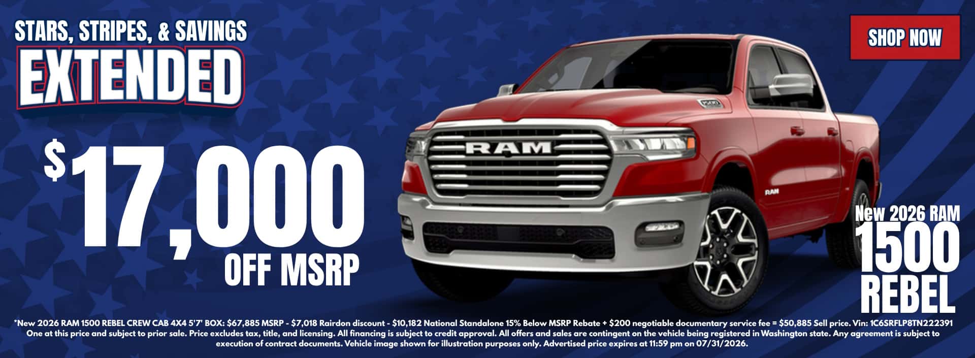 $17,000 off MSRP on New 2026 RAM 1500