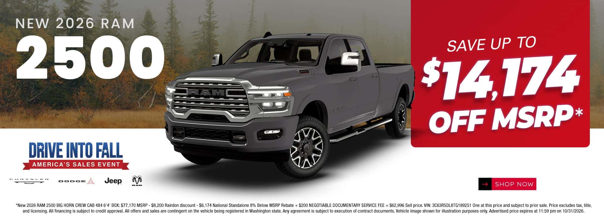 $14,174 off MSRP* on New 2026 RAM 2500