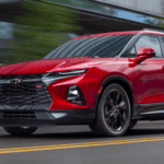 2020 chevy blazer red exterior driving down road