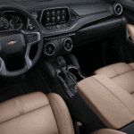 2021 chevy blazer brown leather interior front cabin view