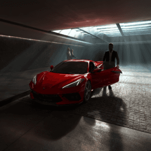 People Exit Corvette C8