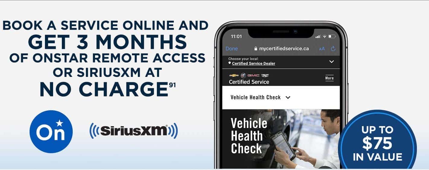Book Online and Get 3 months of OnStar Remote Access or SiriusXM at NO CHARGE!