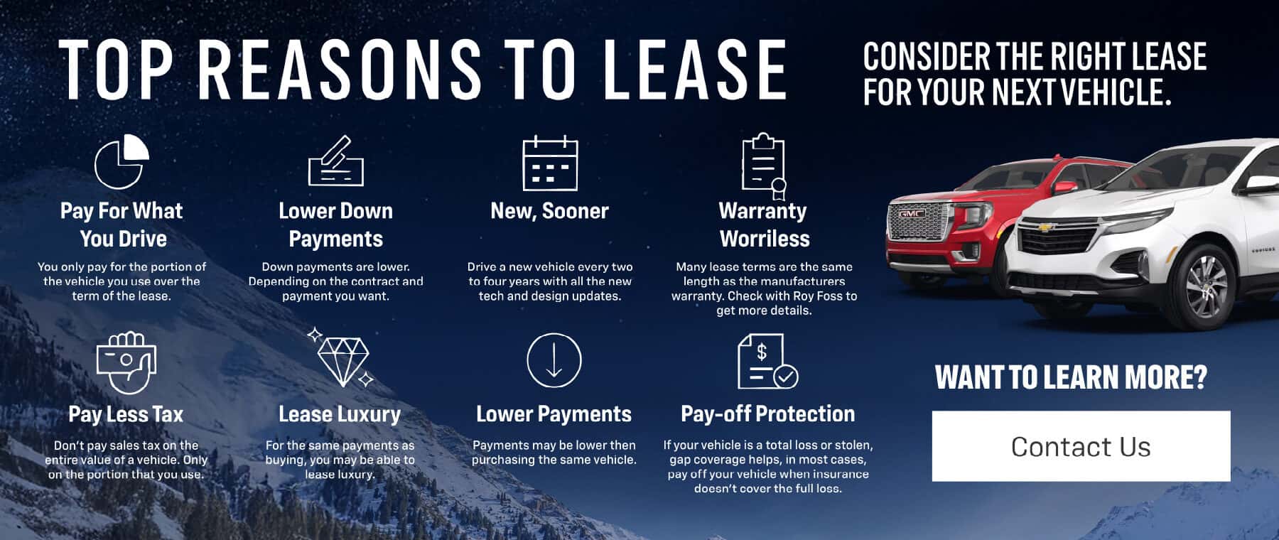 Reasons to Lease from Roy Foss