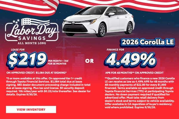 New 2026 Corolla LE Offer