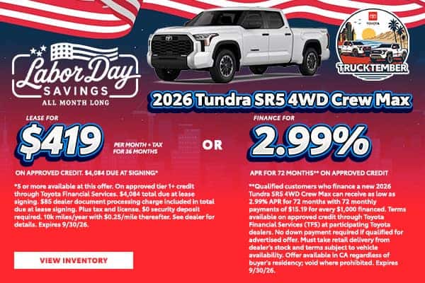 New 2026 Tundra SR5 4WD Crew Max Offer