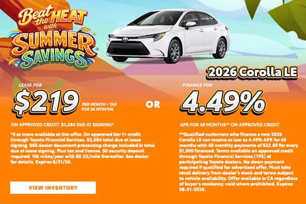 New 2026 Corolla LE Offer