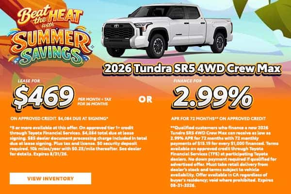 New 2026 Tundra SR5 4WD Crew Max Offer