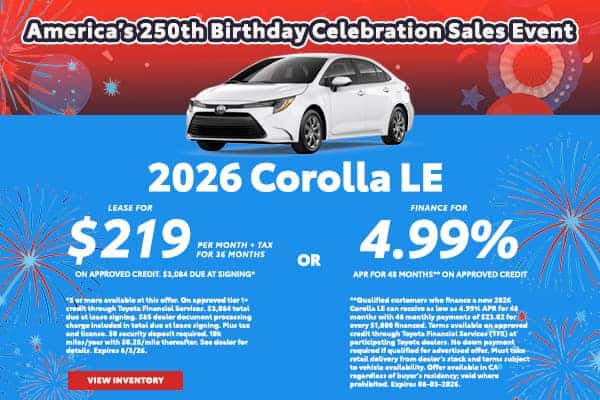 New 2026 Corolla LE Offer