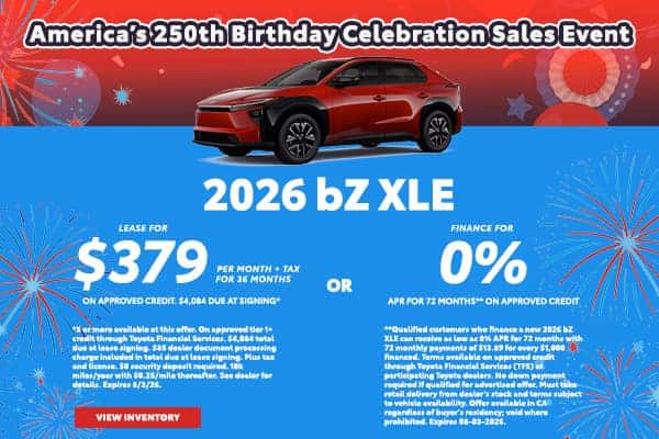 New 2026 bZ XLE Offer