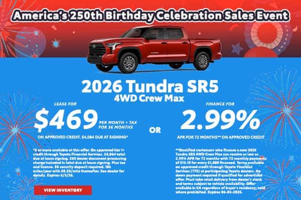 New 2026 Tundra SR5 4WD Crew Max Offer