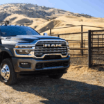 2025 Ram 3500 towing gear with mountains in the background