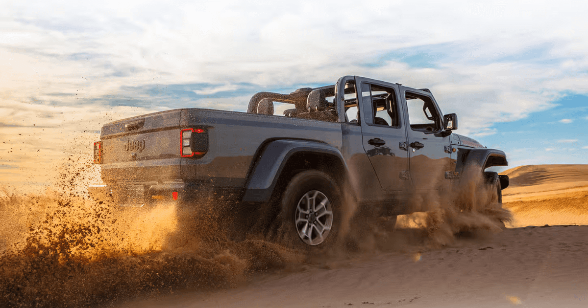 The 2026 Jeep Gladiator off-roading in the desert