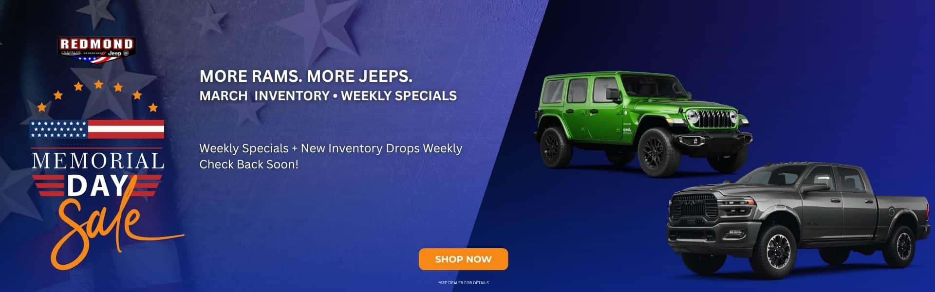 Memorial Day specials May 2026