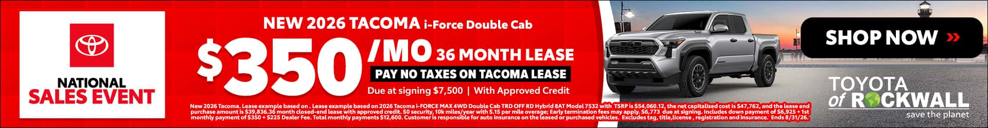 New 2026 Tacoma Offer in Rockwall, TX