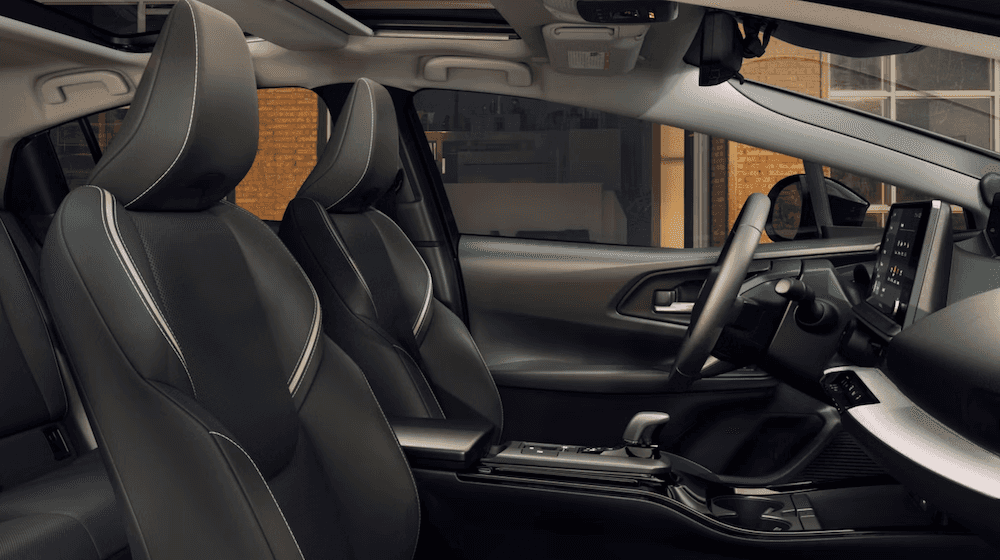 2026 Toyota Prius Limited AWD interior shown in Gradient Black SofTex® trim for sale near Forney