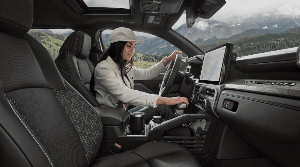 2026 Toyota Tacoma Limited interior shown in available Black SofTex® trim for sale near Garland, TX