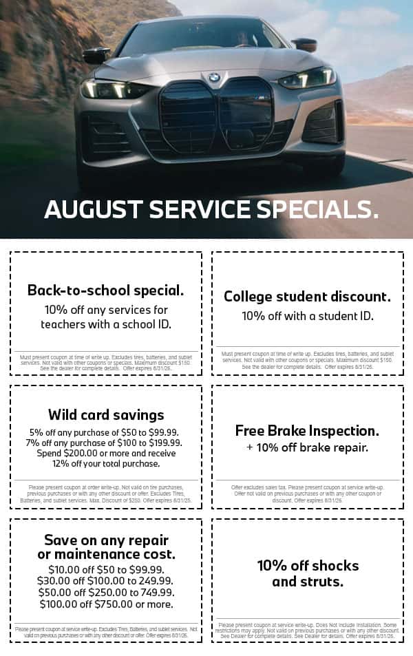 August Service Specials